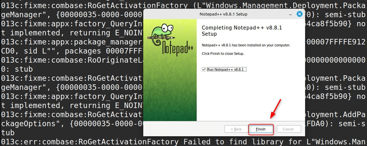 Click Finish to complete the installation