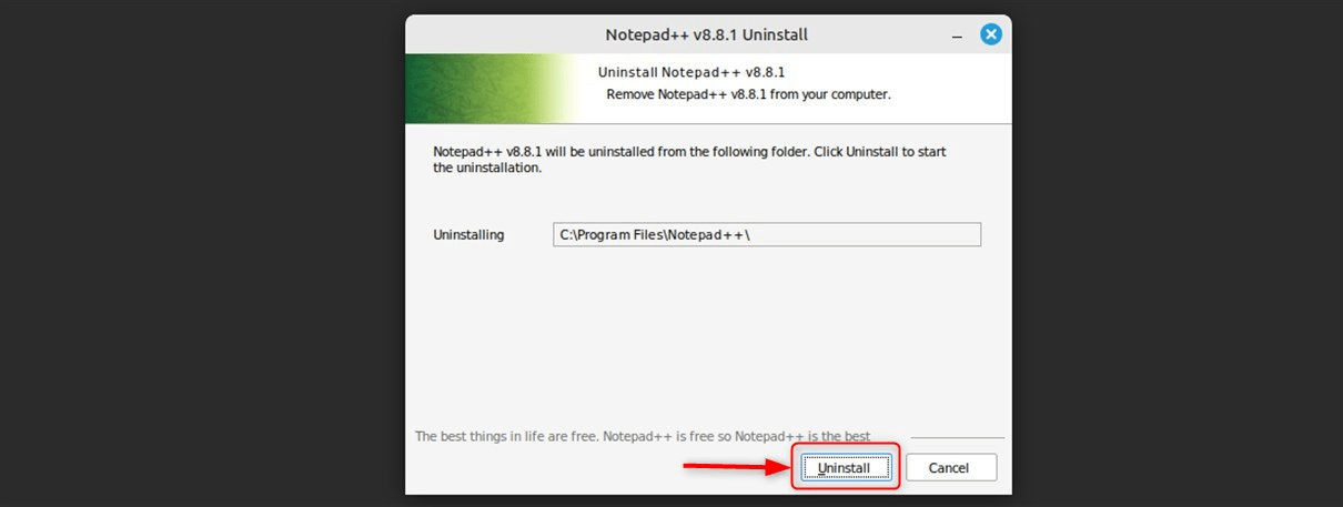 Uninstall Notepad++