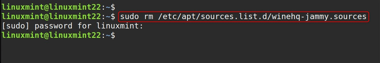 sudo rm /etc/apt/sources.list.d/winehq-jammy.sources