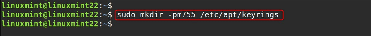 sudo mkdir -pm755 /etc/apt/keyrings