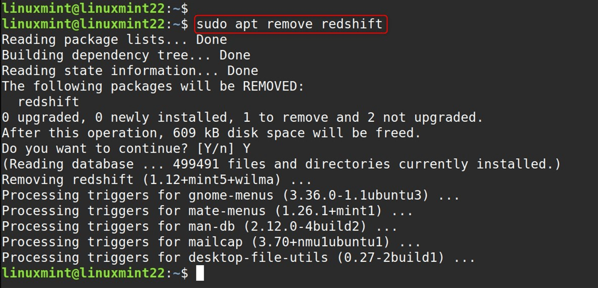 sudo apt remove redshift
