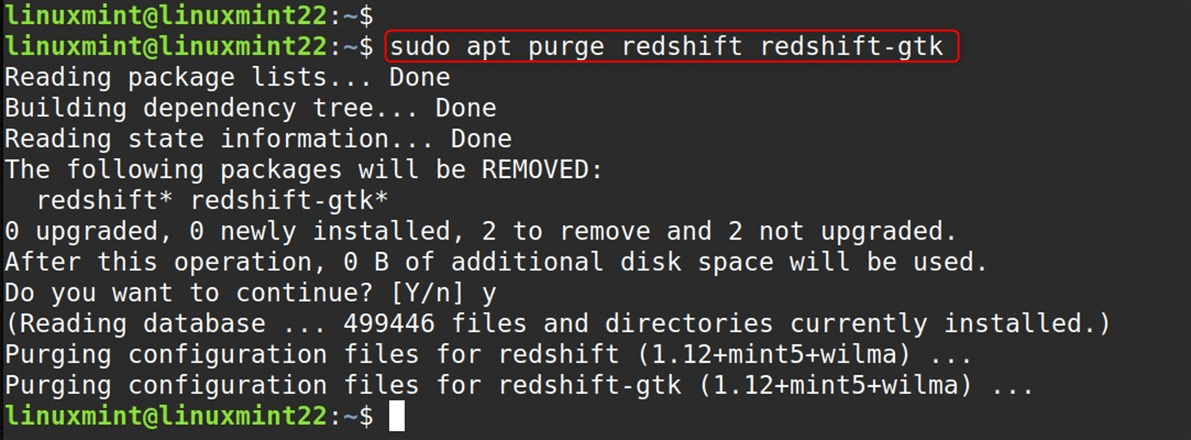 sudo apt purge redshift redshift-gtk