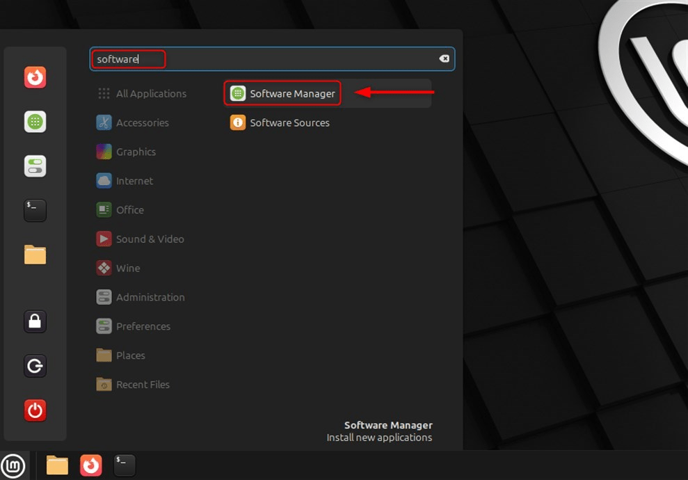 Open software manager in Linux Mint 22