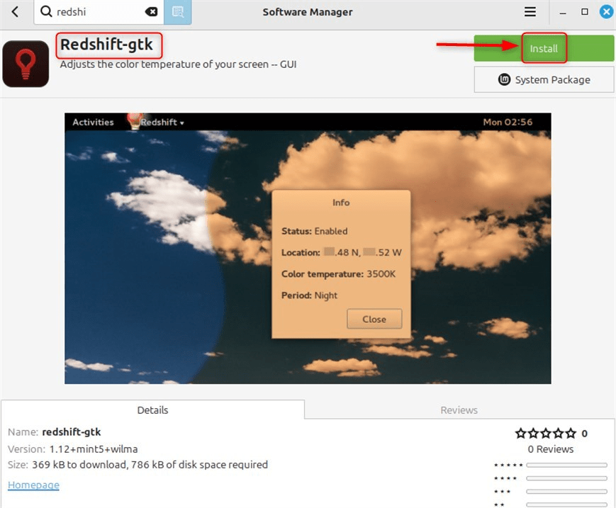 Click Install in software manager