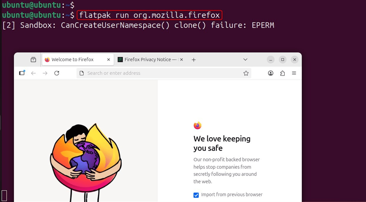flatpak run org.mozilla.firefox