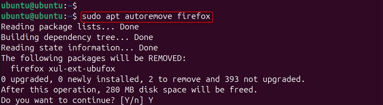 sudo apt autoremove firefox