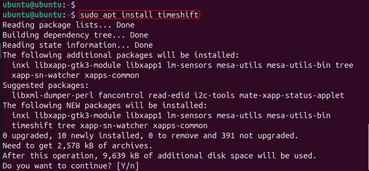  sudo apt install timeshift
