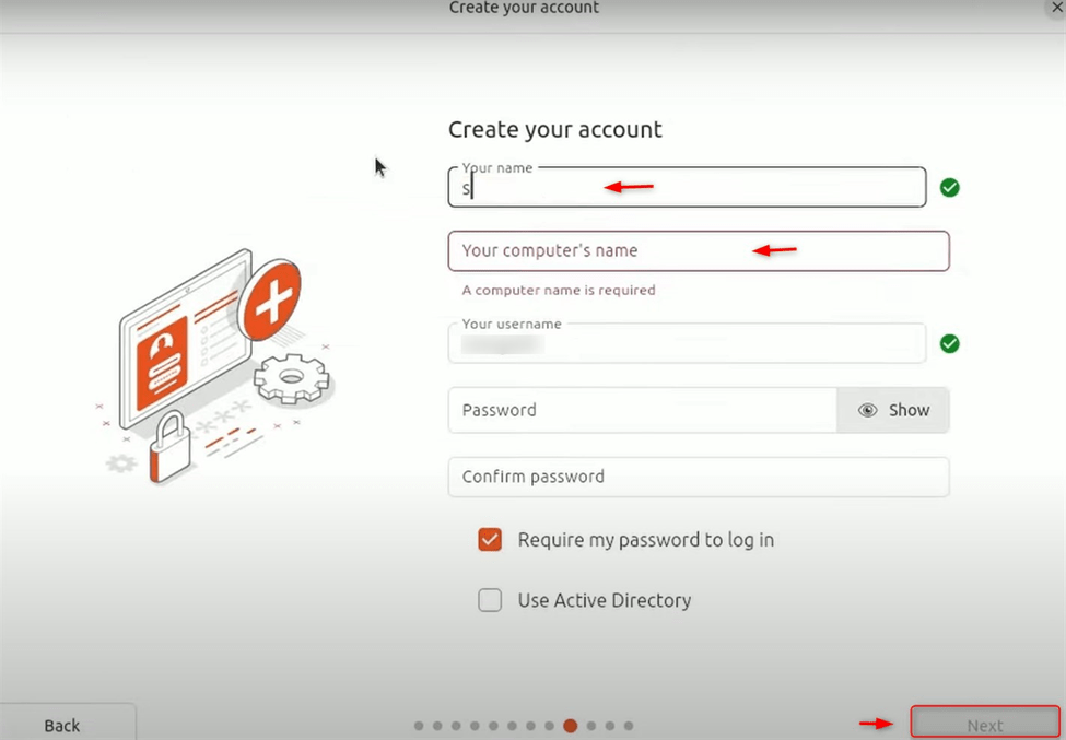 Enter your, computer, user name and password 