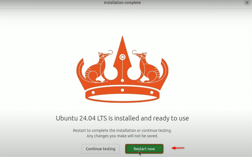 Restart Ubuntu 24.04 now