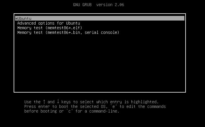 Choose Ubuntu from the grub menu