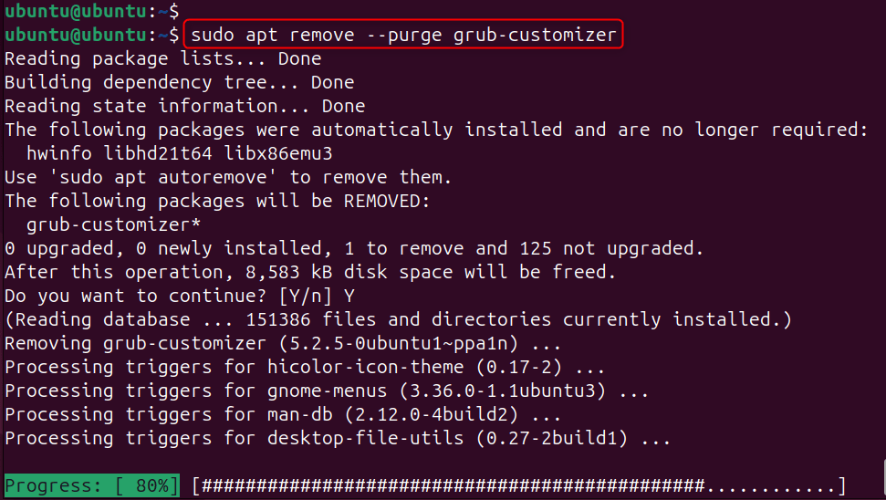sudo apt remove --purge grub-customizer