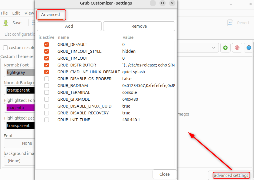 Using grub customizer