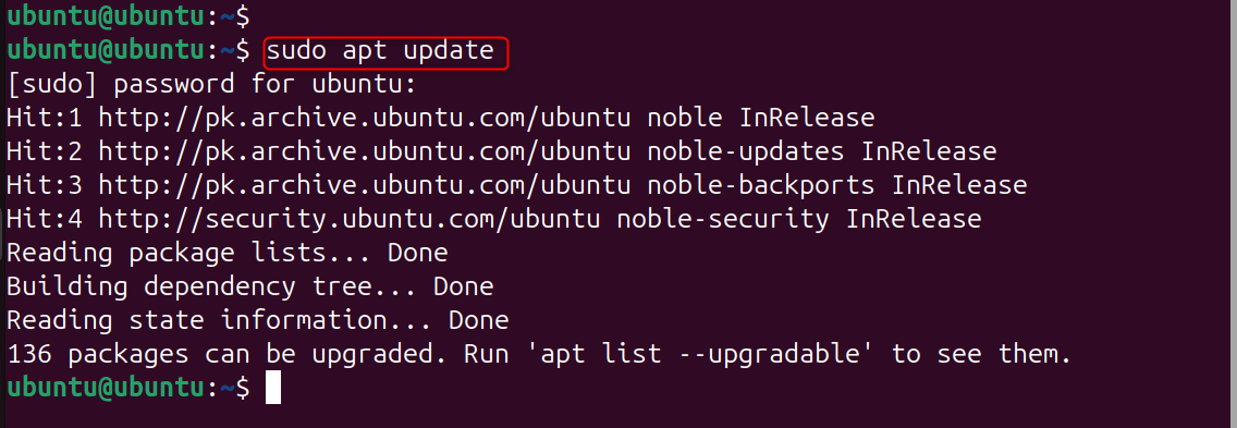 sudo apt update