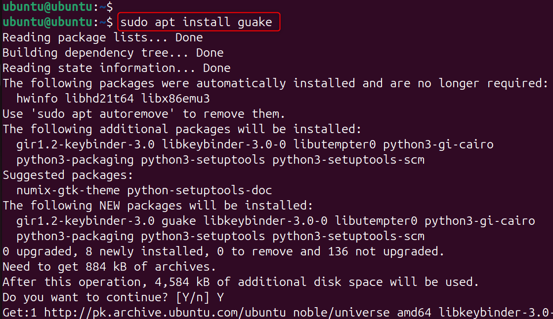 sudo apt install guake