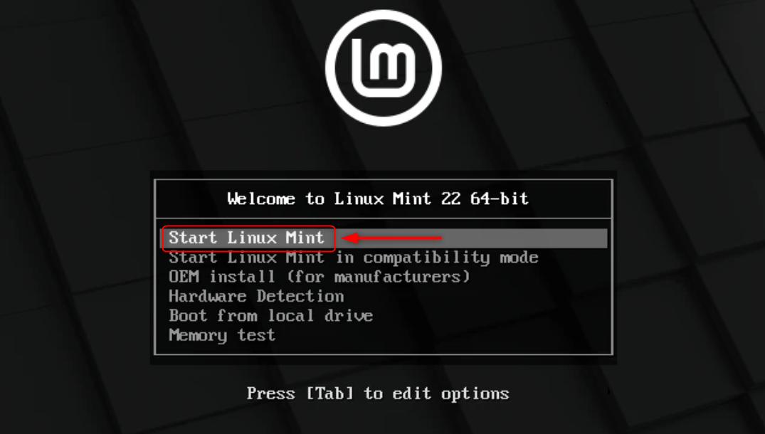 Start Linux Mint installation