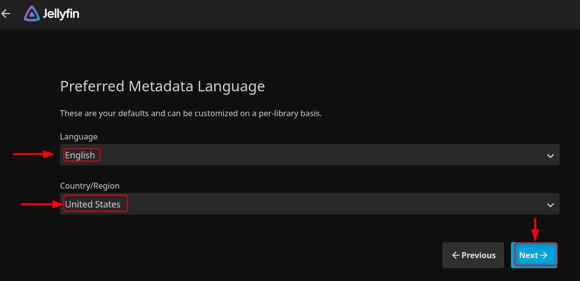 Jellyfin language and region