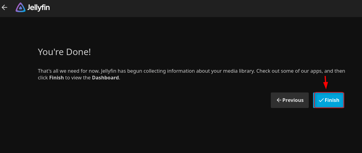Jellyfin finish settings