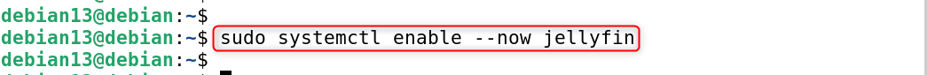 sudo systemctl enable --now jellyfin