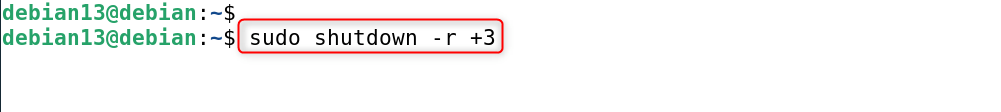   sudo shutdown -r +3 
