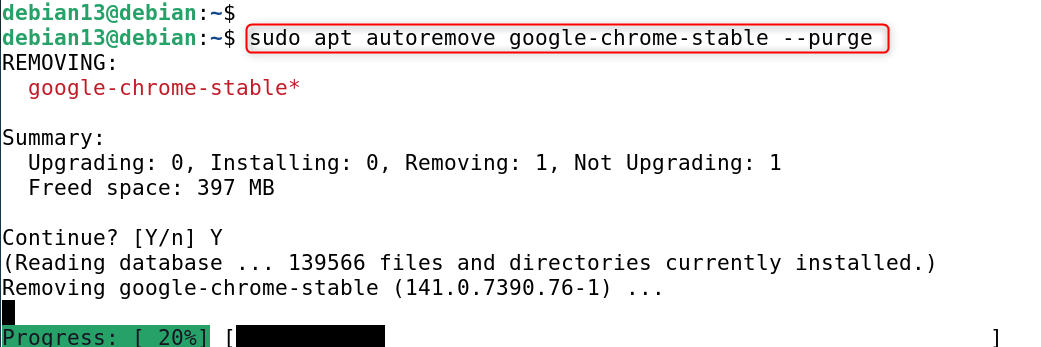 sudo apt autoremove google-chrome-stable --purge