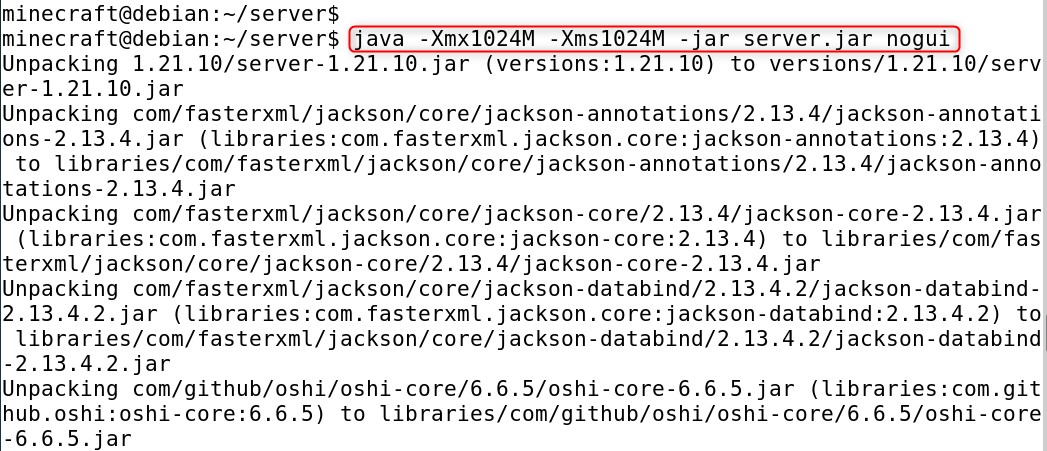   java -Xmx1024M -Xms1024M -jar server.jar nogui
