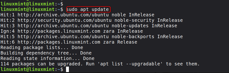 sudo apt update