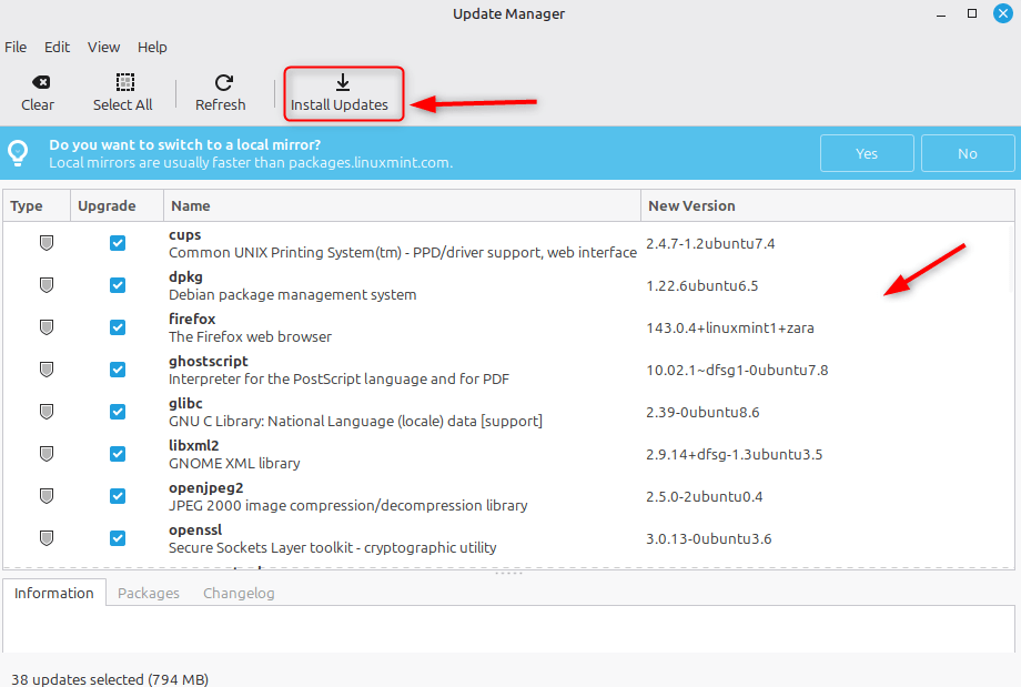 install updates
