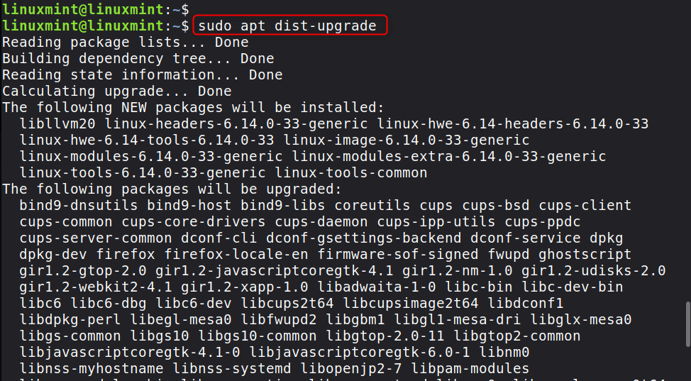 sudo apt dist-upgrade