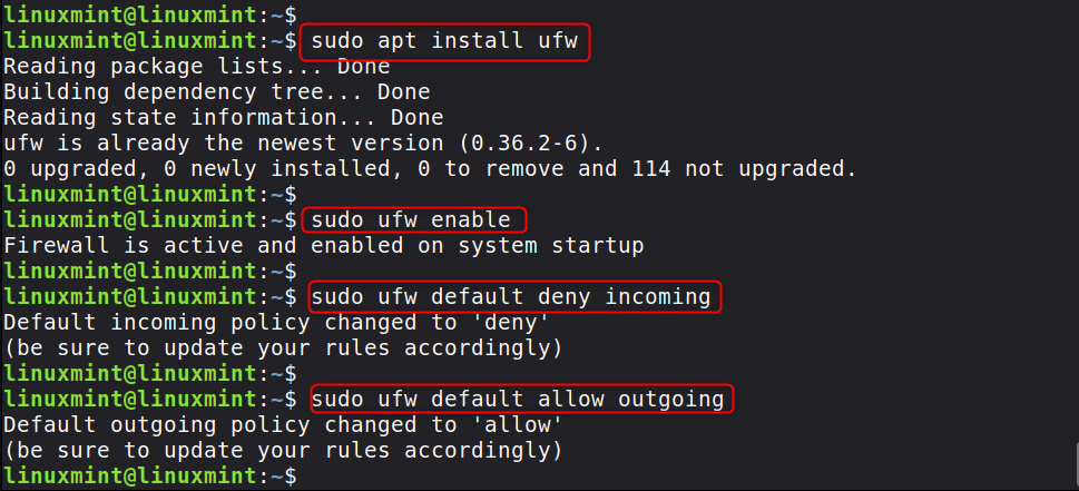 enable a firewall ufw