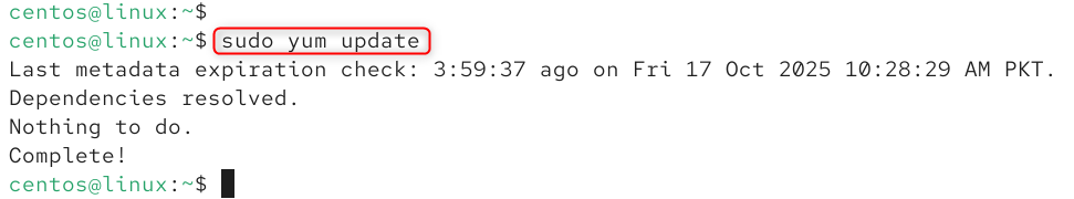   sudo yum update
