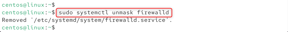 sudo systemctl unmask firewalld