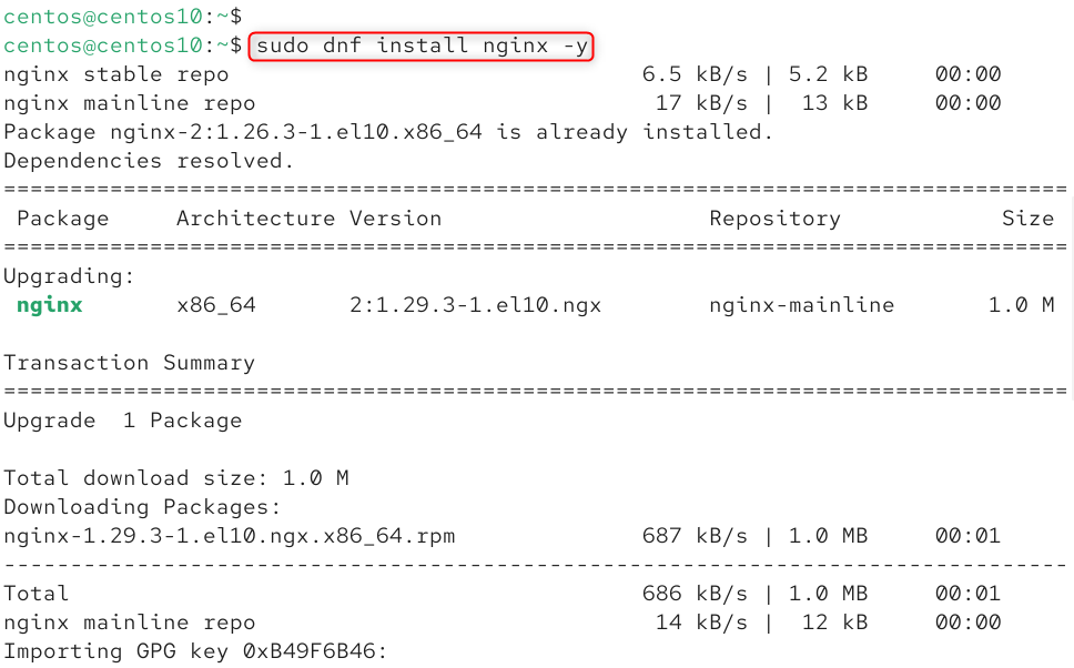   sudo dnf install nginx -y

