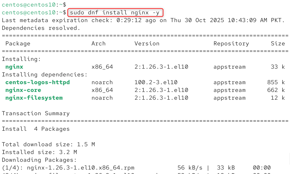   sudo dnf install nginx -y
