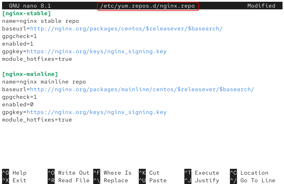 add Nginx repository