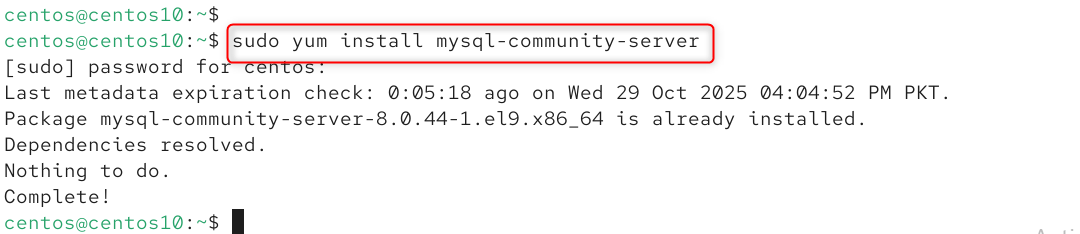 sudo yum install mysql-community-server