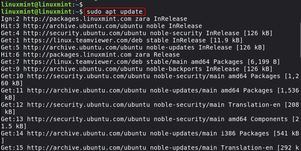 sudo apt update