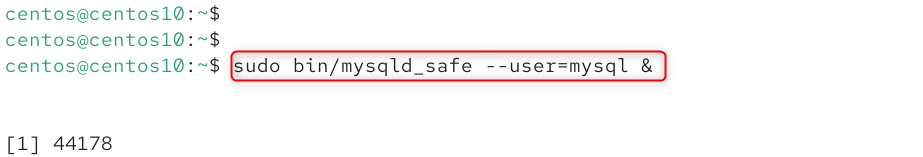 sudo bin/mysqld_safe --user=mysql &