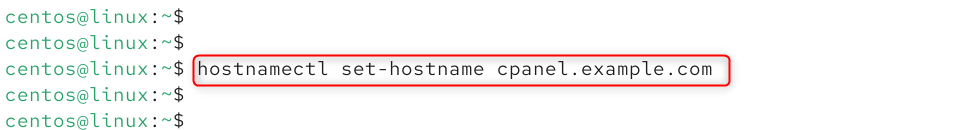 hostnamectl set-hostname cpanel.example.com