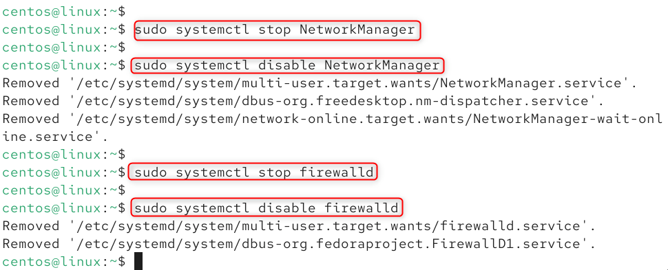Disable network manager and firewall