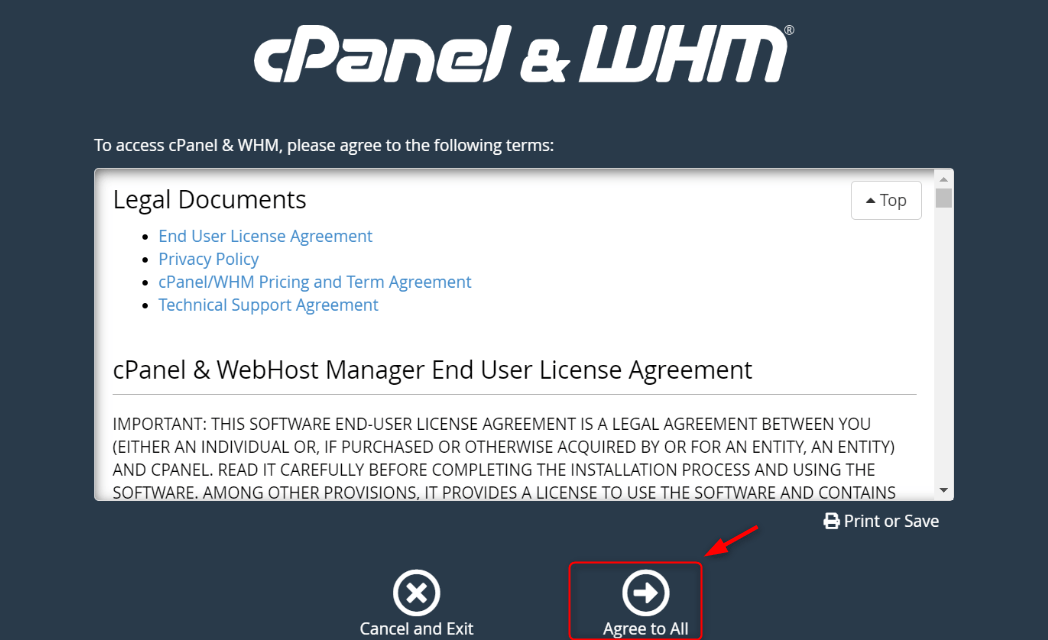 cPanel end user license agreement