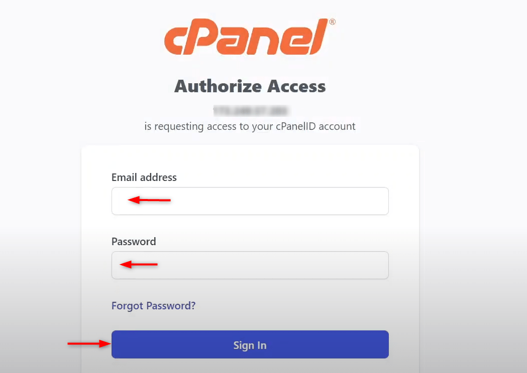 Login to cPanel