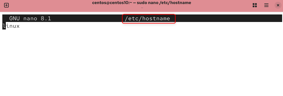 edit /etc/hostname file