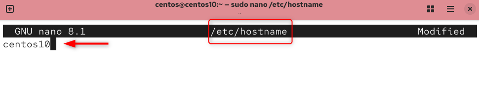 edit /etc/hostname