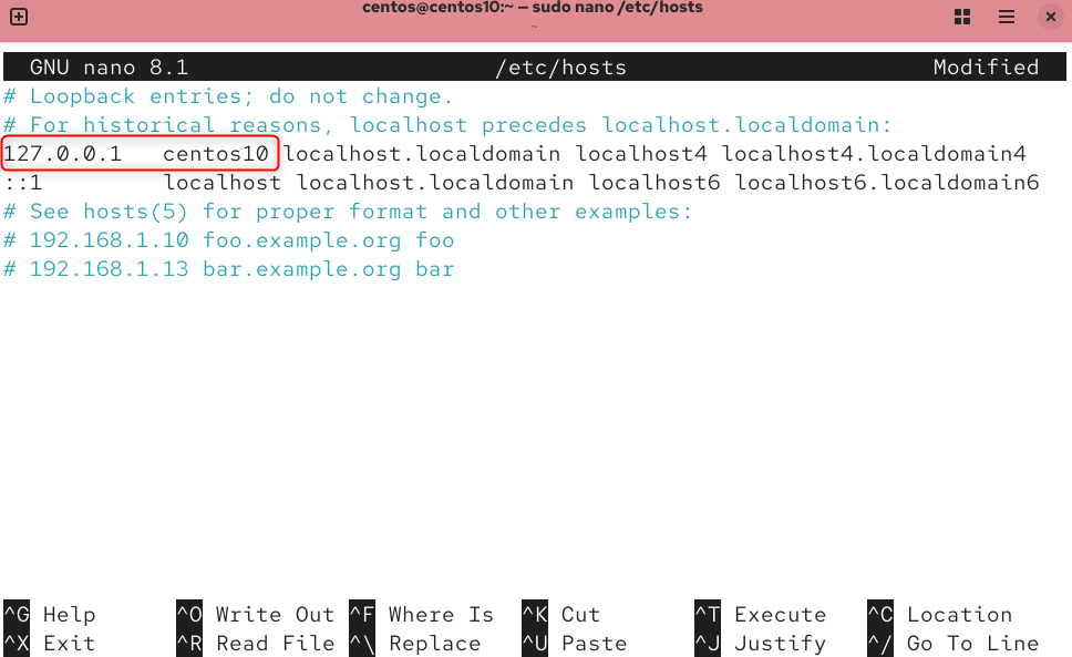 Edit /etc/hosts file