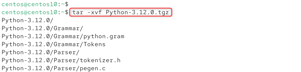 tar -xvf Python-3.12.0.tgz