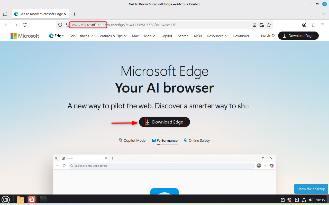 download edge .deb package from official site
