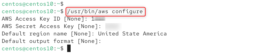 /usr/bin/aws configure