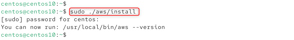 sudo ./aws/install