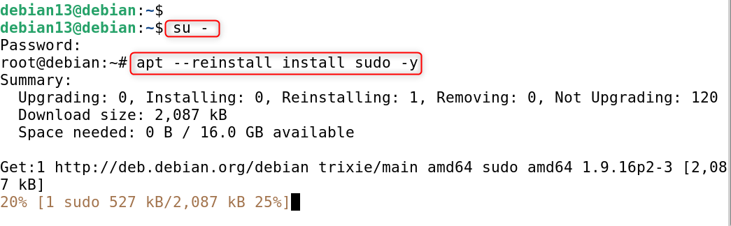 reinstall sudo completely