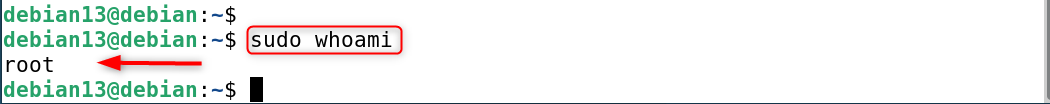 sudo whoami